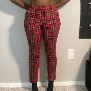 Hot Topic Red Plaid Ankle Cropped Pants